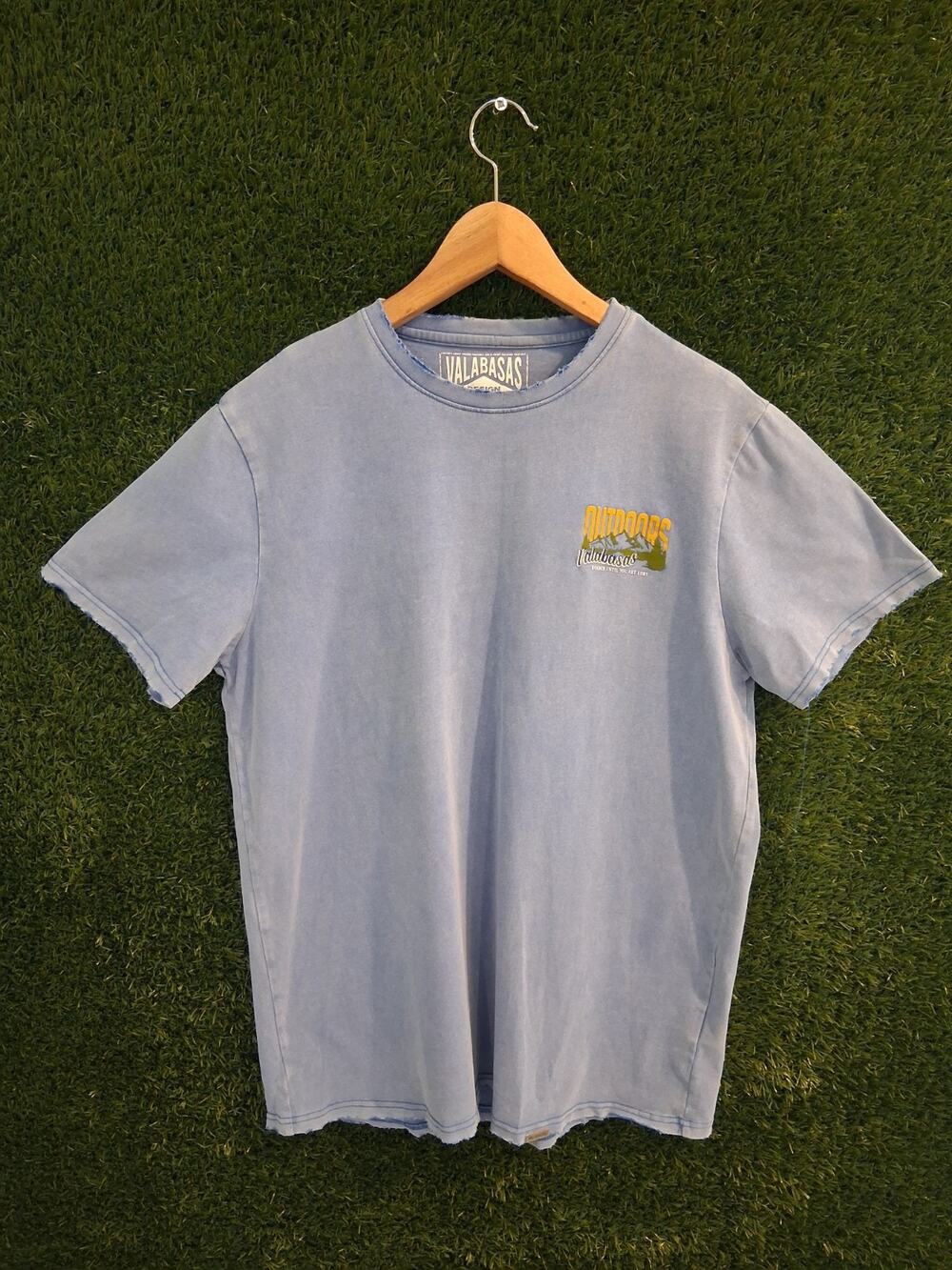 Valabasas Outdoors Vintage Blue Graphic T-Shirt Distressed Men's Size Medium